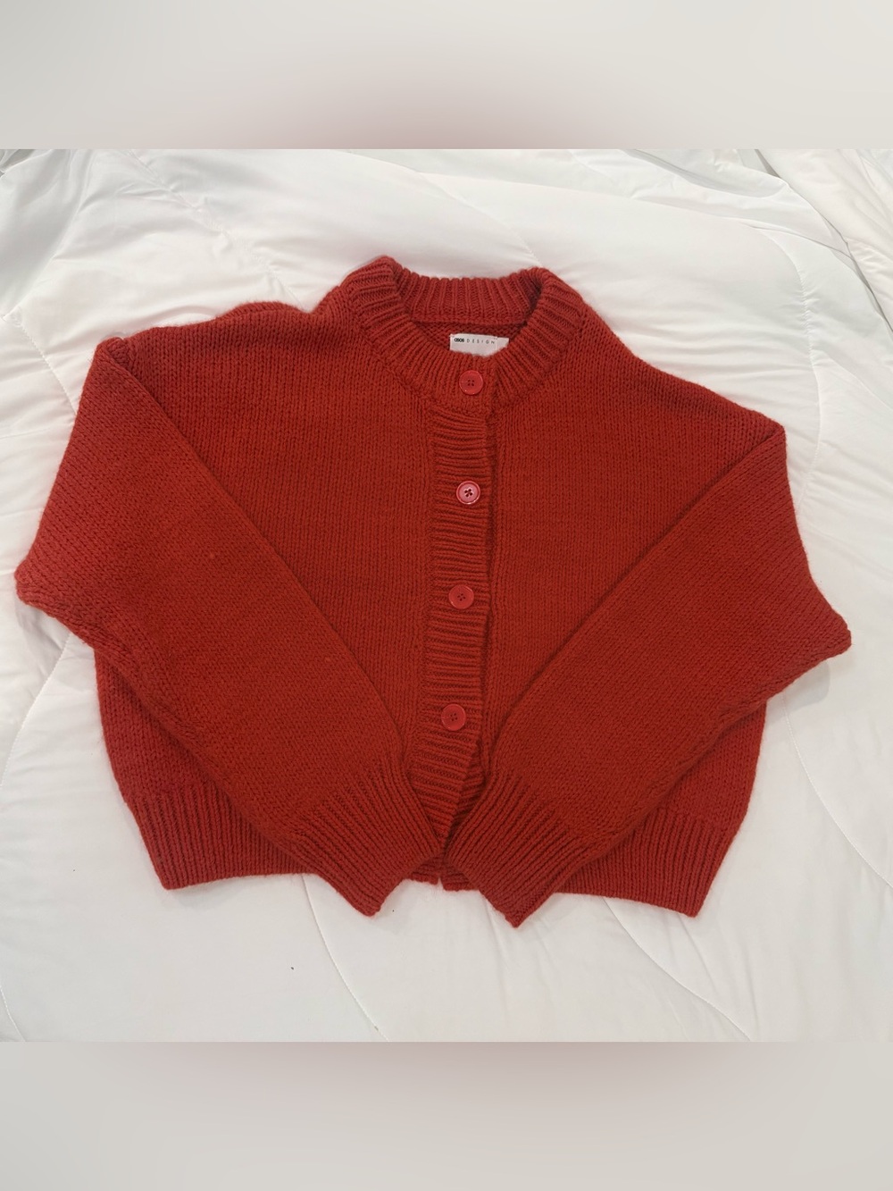 ASOS DESIGN crop crew neck cardigan in red | M |Nwot
